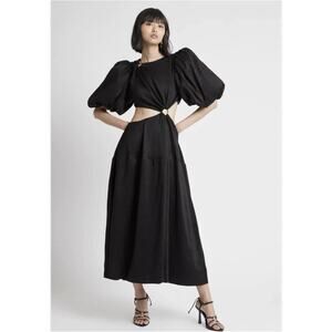 aje raffia dress black Agave Knit Raffia Midi Skirt-BLACK / XXS